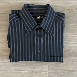 D&G Men's Dark Striped Dress Shirt